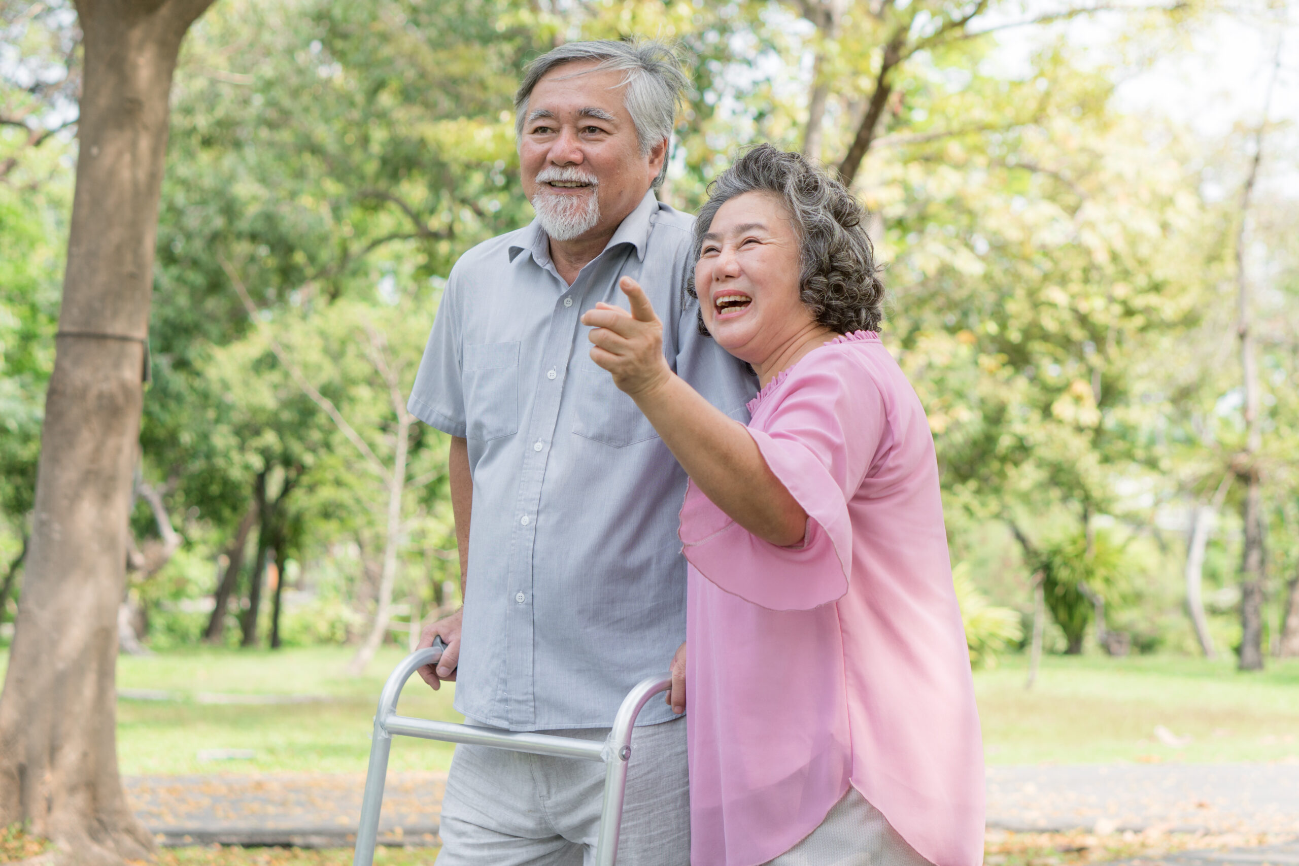 Elderly couple receiving care support